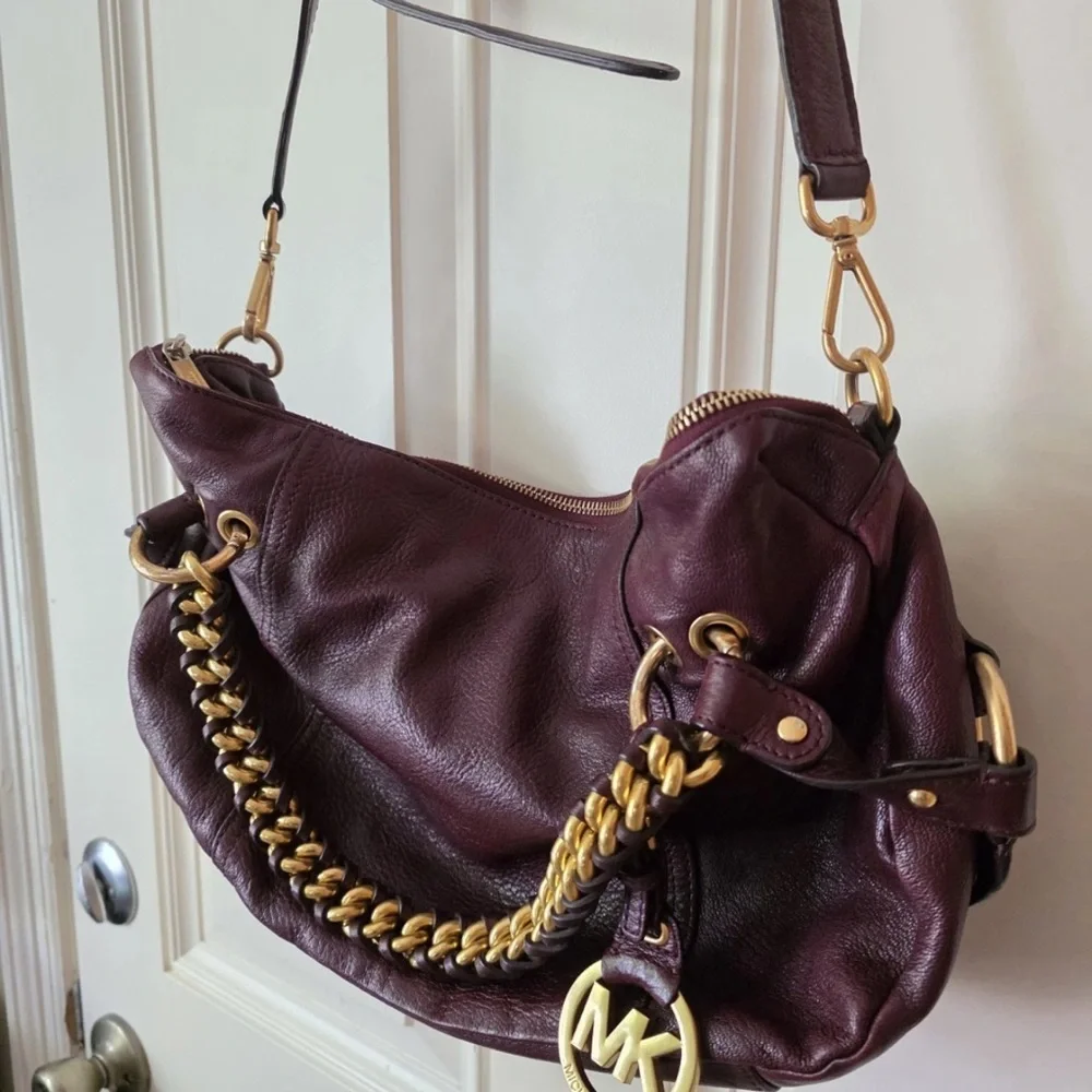 Michael Kors Burgundy Leather Shoulder Bag